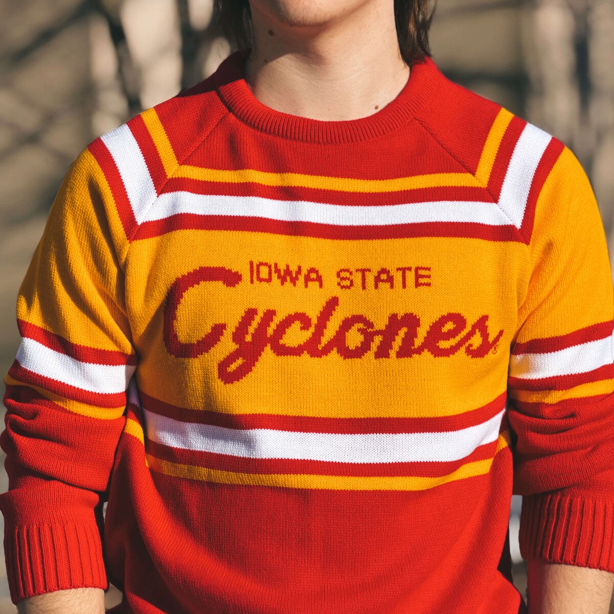 Charlie Hustle Iowa State Cardinal Striped Knit Sweater